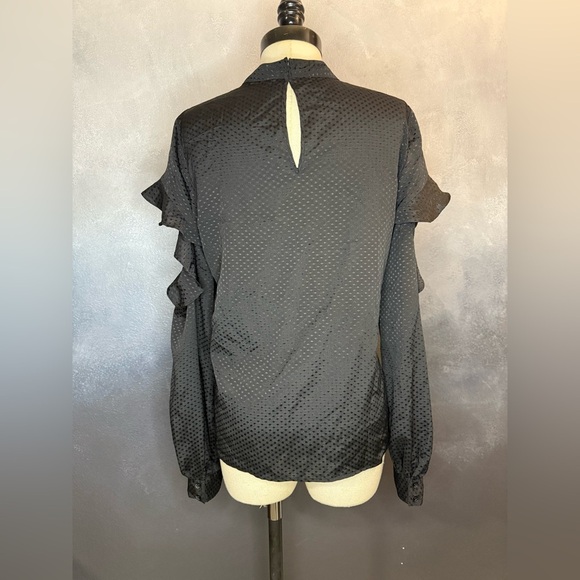 Express Black Polka Dot Ruffle Sleeve Blouse – Size Medium - Picture 4 of 9